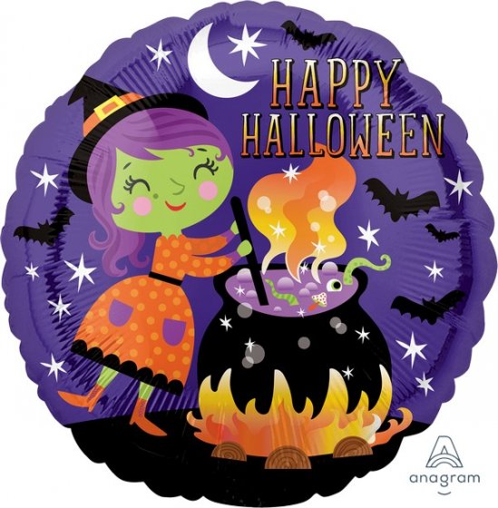 45cm Standard HX Happy Halloween Witch and Cauldron S40
