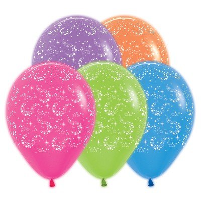 Sempertex 30cm Sparkling Stars Neon Assorted Latex Balloons, 25PK
