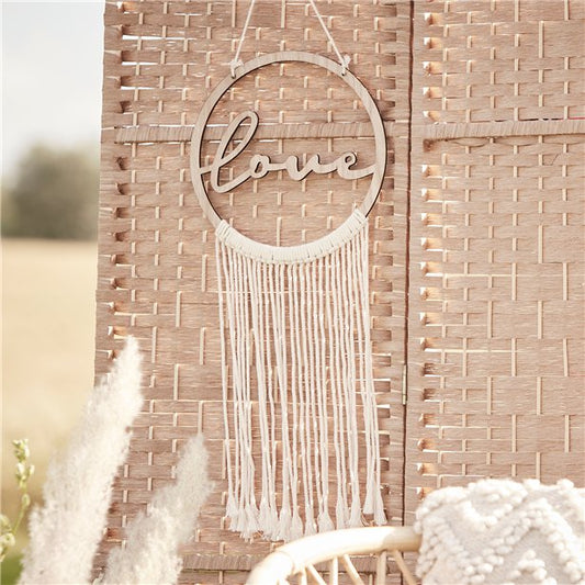 A Touch of Pampas Hanging MDF Love Hoop with Macrame
