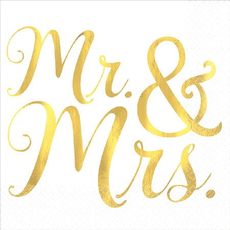 Mr & Mrs Beverage Napkins - Foil Hot-Stamped