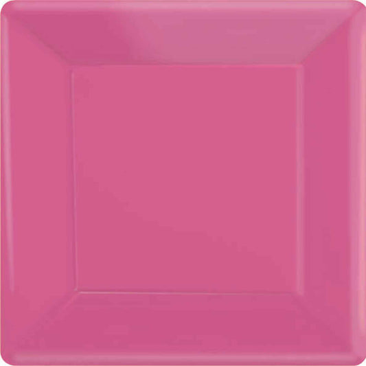 Paper Plates 17cm Square 20CT-Bright Pink