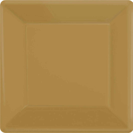 Paper Plates 17cm Square 20CT-Gold
