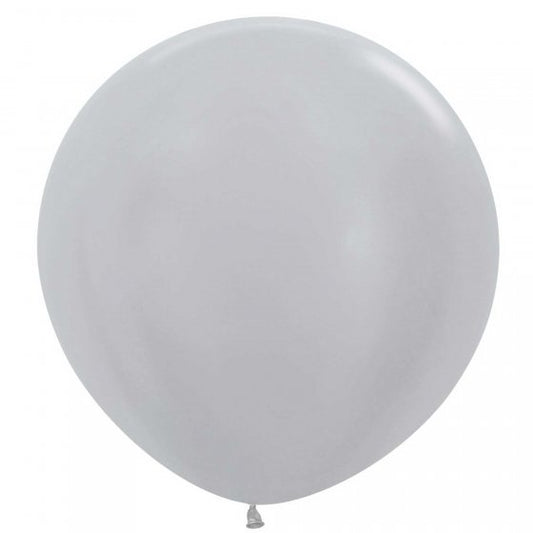 Sempertex 60cm Satin Silver Latex Balloons 481, 3PK
