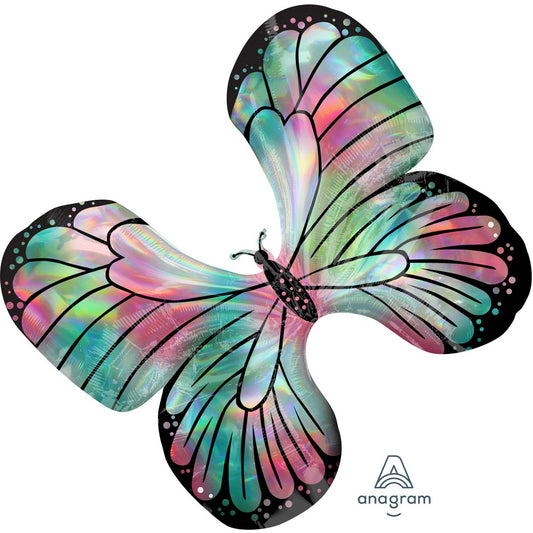 SuperShape Holographic Iridescent Teal & Pink Butterfly P40