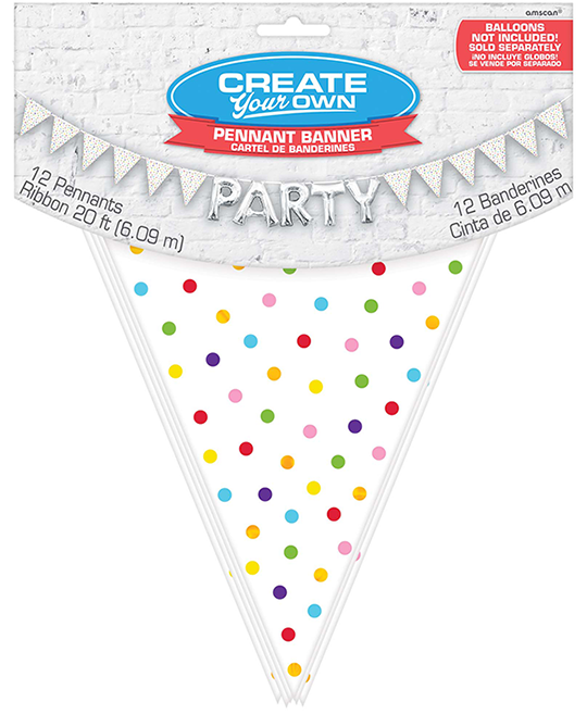 Large Paper Pennant Banner - Rainbow Dots