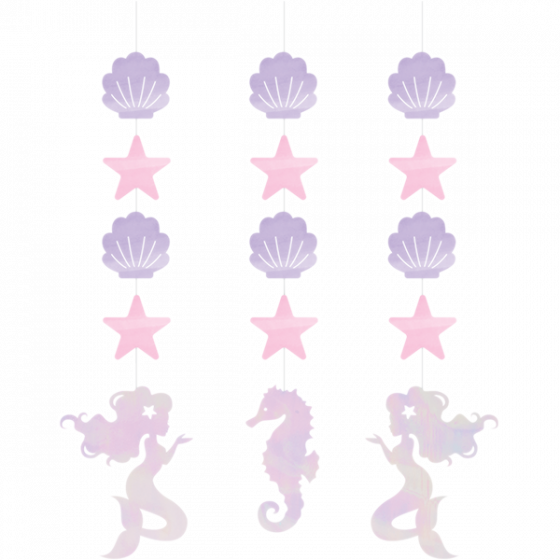 Mermaid Shine Iridescent Hanging String Cutouts 57cm