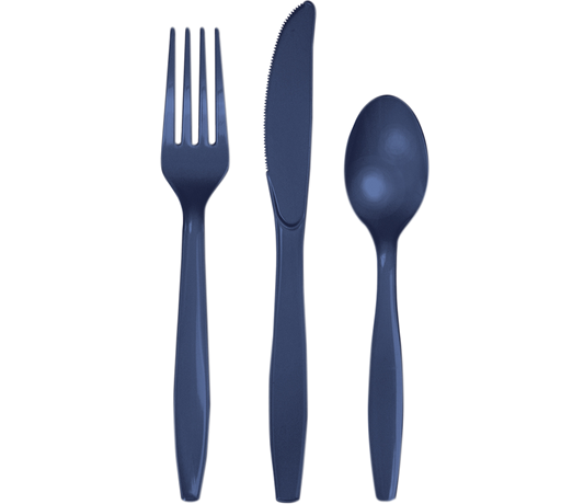 Navy Blue Cutlery Set Plastic