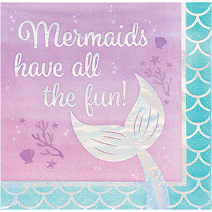 Mermaid Shine Iridescent Lunch Napkins Mermaids have all the fun