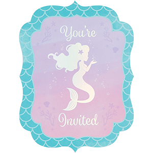 Mermaid Shine Iridescent Invitations Postcard Style 15cm x 11cm