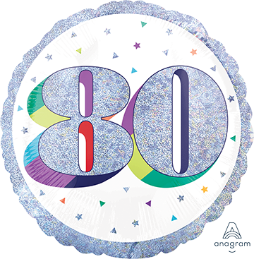 45cm Standard Holographic Here's to Your Birthday 80 S55