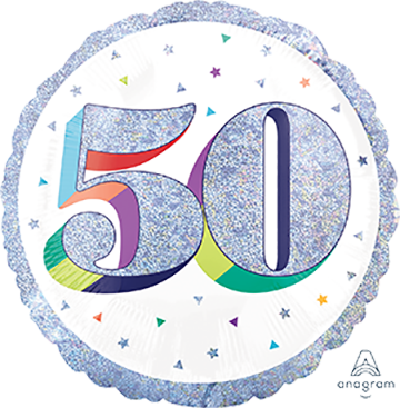 45cm Standard Holographic Here's to Your Birthday 50 S55