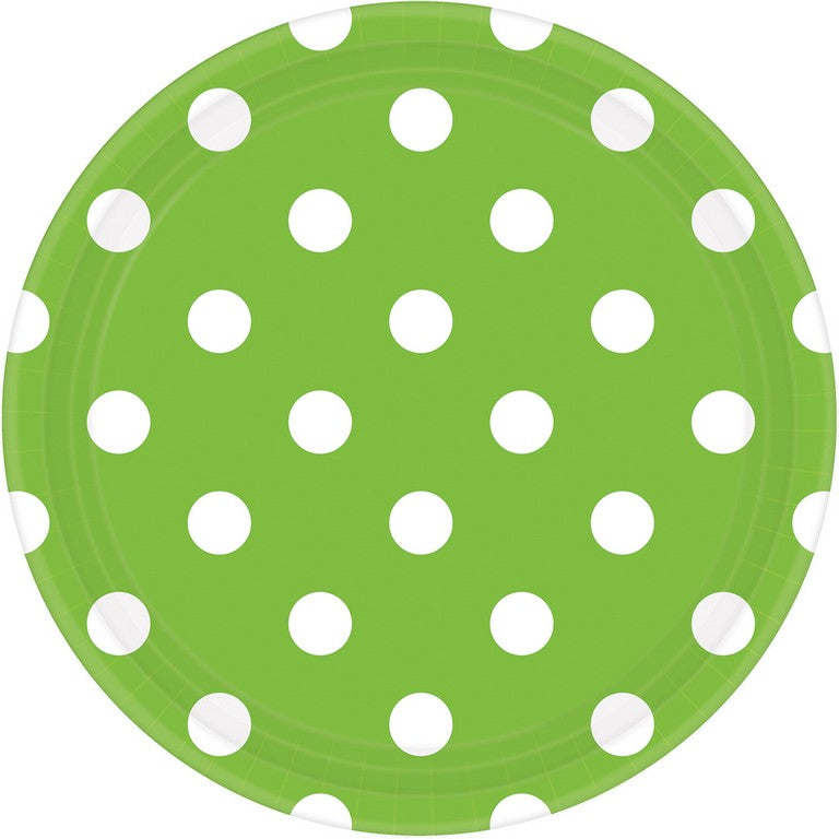 Dots 17cm Round Paper Plates Kiwi