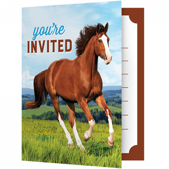 Horse and Pony Invitations Foldover Style 10cm x 12cm