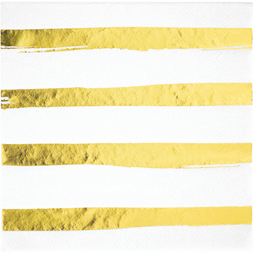 Touch of Colour White & Gold Foil Striped Lunch Napkins