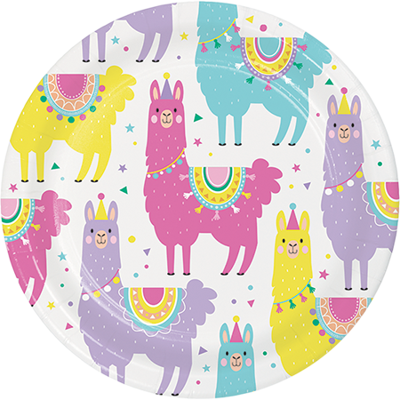 Llama Party Lunch Plates Paper 18cm