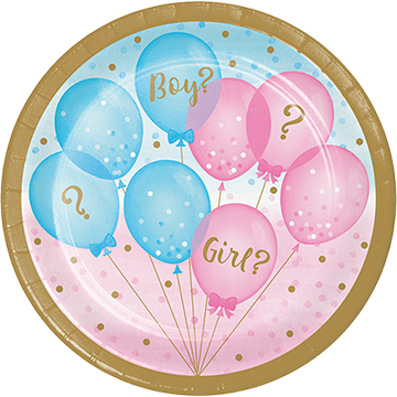 Gender Reveal Balloons Lunch Plates 18cm
