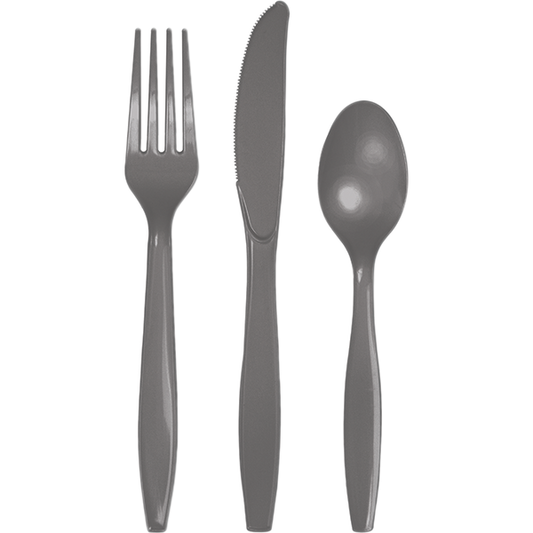 Glamour Gray Cutlery Set Plastic