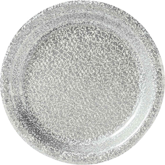 Prismatic 17cm Silver Round Paper Plates