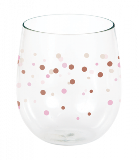 Rose All Day Stemless Wine Glass Dots Rose Gold 414ml