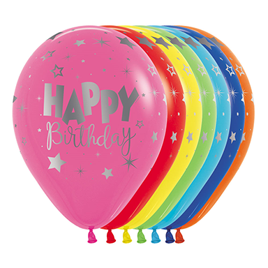 Sempertex 30cm METALink HAPPY Birthday Fantasy Fashion Assorted Latex Balloons  12PK