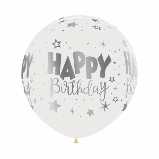Sempertex 60cm METALink HAPPY Birthday Fantasy Crystal Clear Latex Balloons 390 3PK