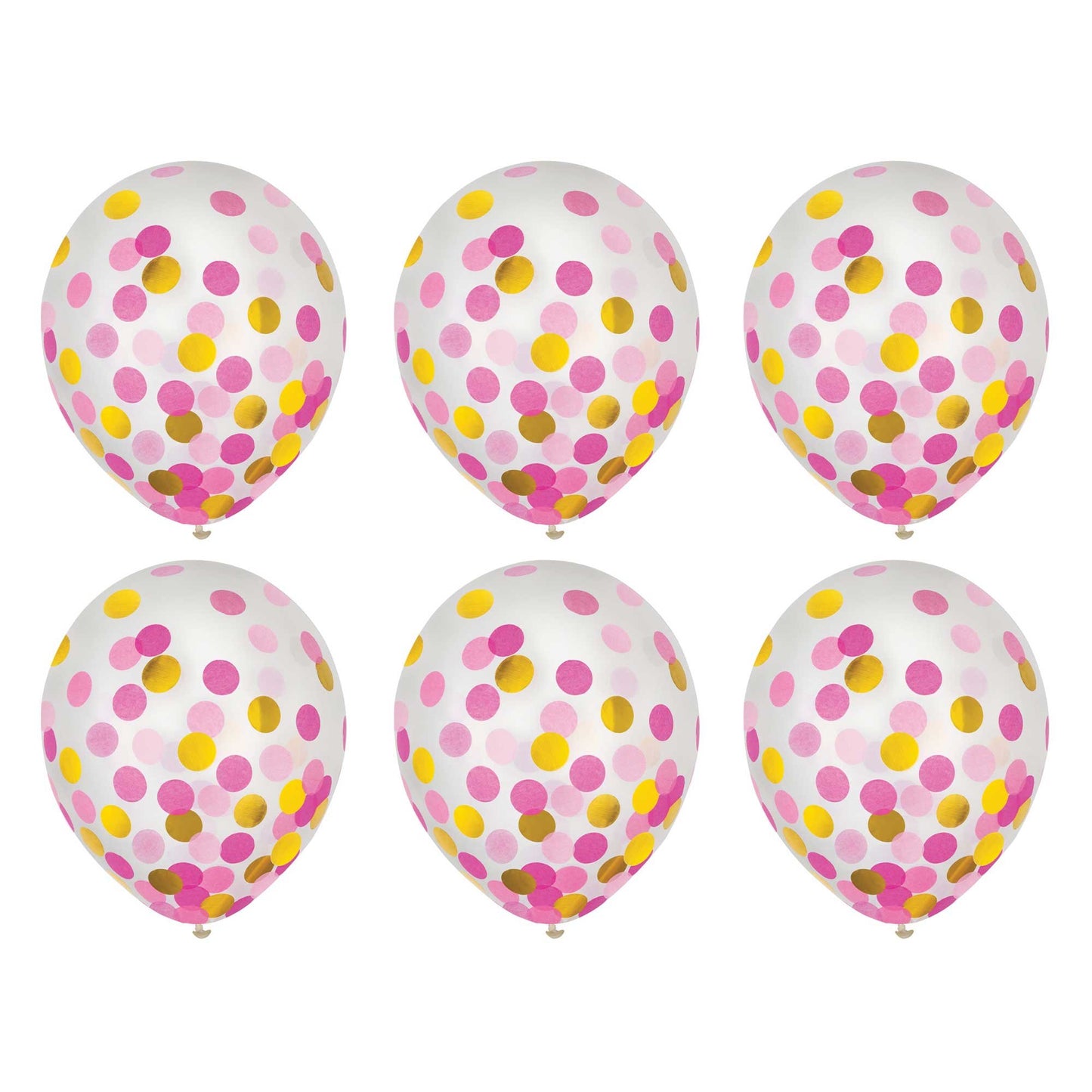 Latex Balloons 30cm & Confetti Pink & Gold