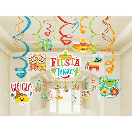 Fiesta Hanging Swirl Decorations Mega Value Pack