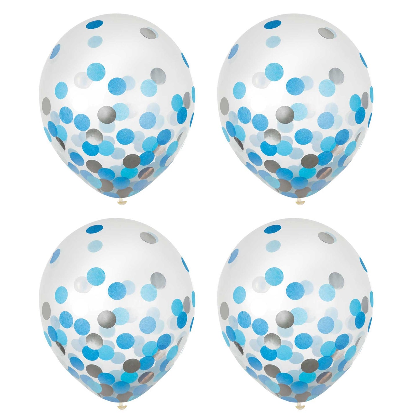Latex Balloons 30cm & Confetti Blue & Silver