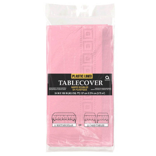 Tablecover Paper & Plastic Lined New Pink 3PLY