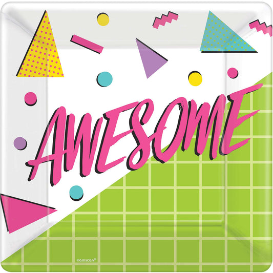 Awesome Party 80's 25cm Square Paper Plates