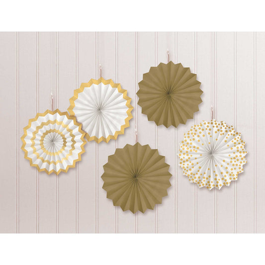 Mini Paper Fans Gold Hot Stamped Hanging Decorations