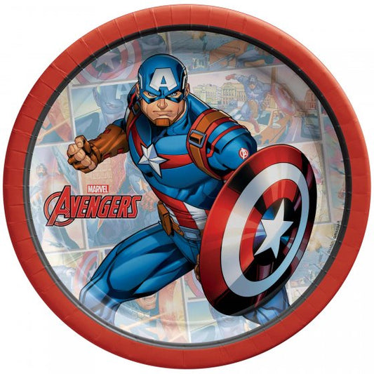 Marvel Avengers Powers Unite Captain America 17cm Round Paper Plates