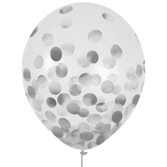 Latex Balloons 30cm & Confetti Silver