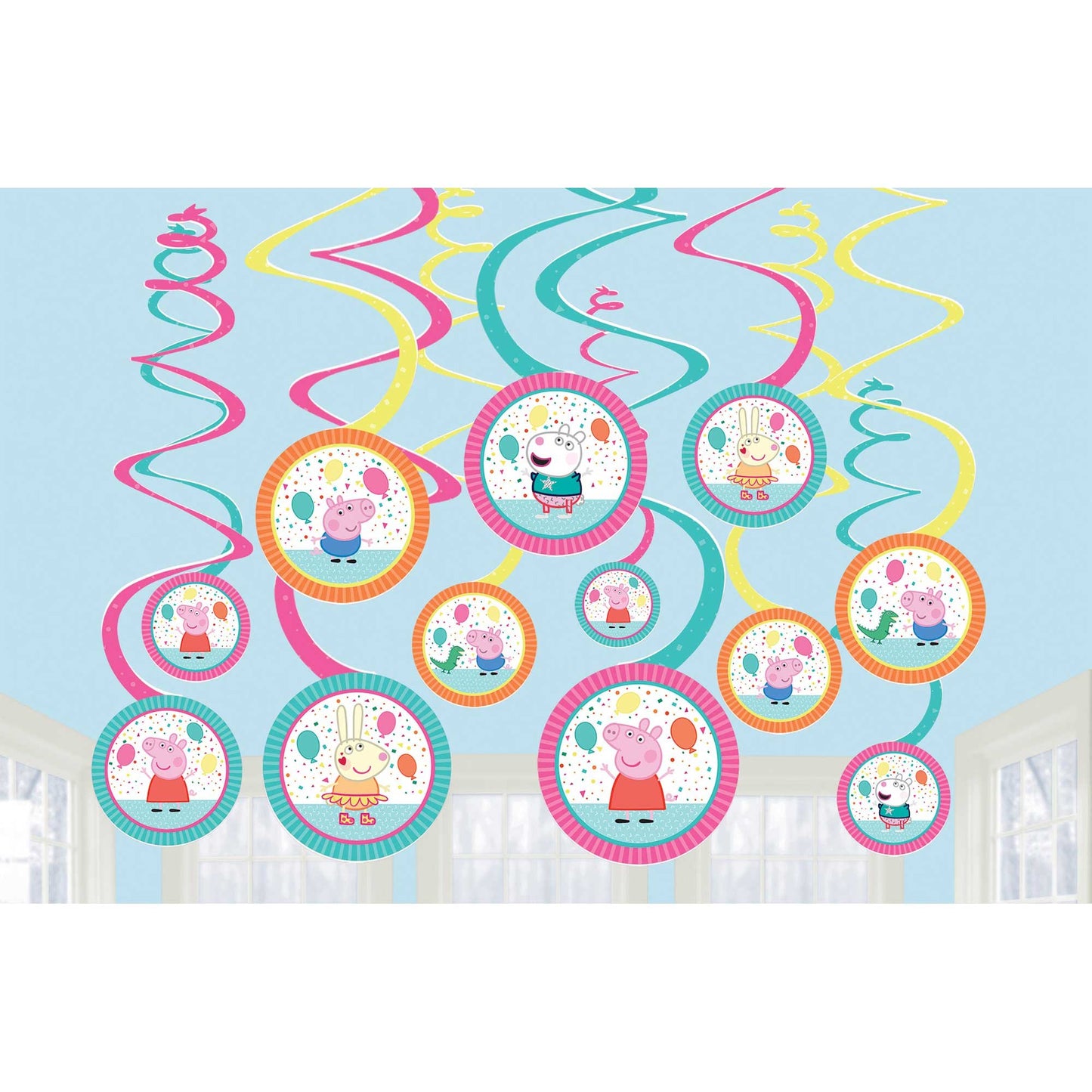 Peppa Pig Confetti Party Spiral Swirls Hanging Decorations