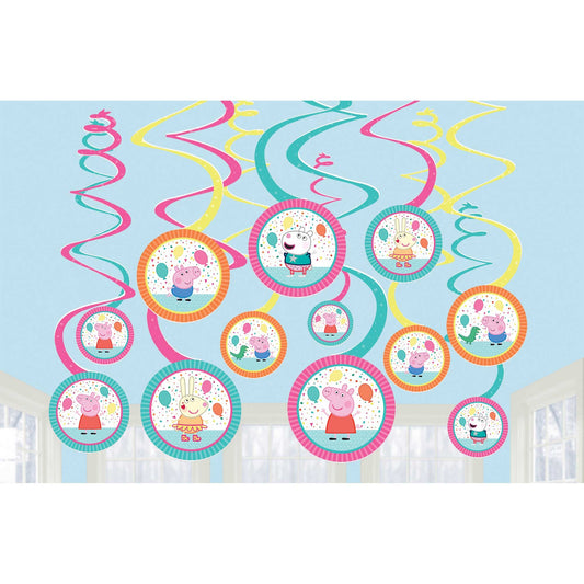 Peppa Pig Confetti Party Spiral Swirls Hanging Decorations