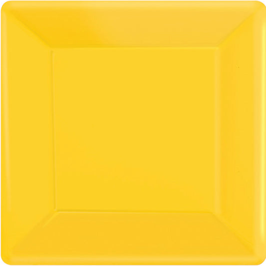 Paper Plates 17cm Square 20CT-Yellow Sunshine