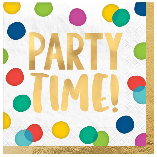 Happy Dots Party Time Lunch Napkins Hot Stamped