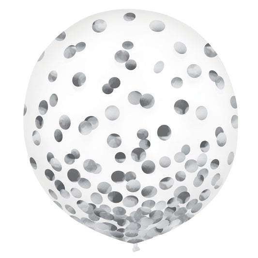 Latex Balloons 60cm & Confetti Silver