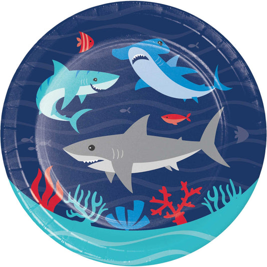 Shark Party Lunch Plates Paper 18cm