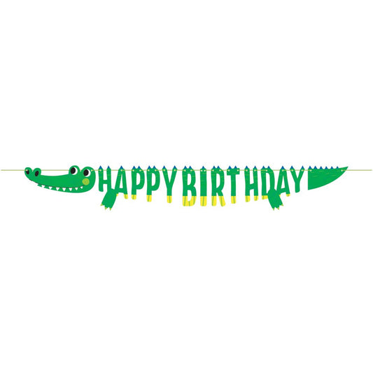 Alligator Party Shaped Ribbon Banner Happy Birthday 18cm x 1.8m