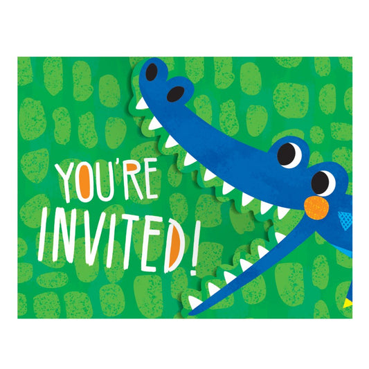 Alligator Party Invitations Gatefold 11cm x 14cm