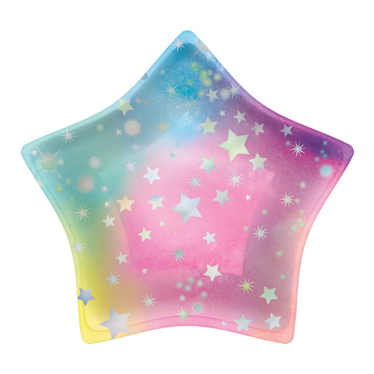 Luminous Birthday Iridescent 20cm Star Shaped Paper Plates