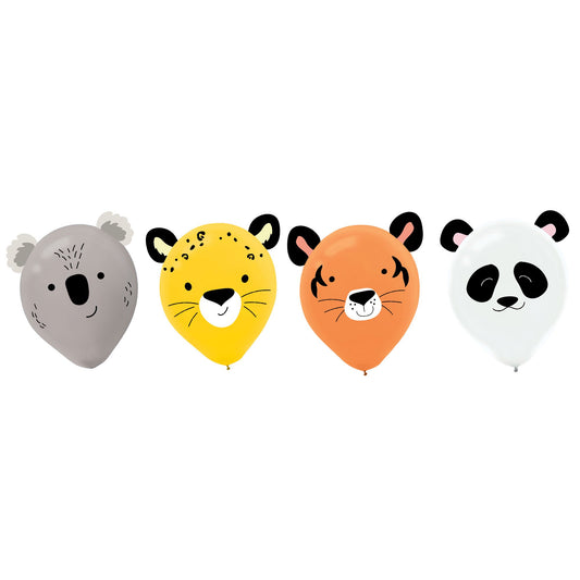 Get Wild Jungle Animals 30cm Latex Balloons & Paper Adhesive Add-Ons