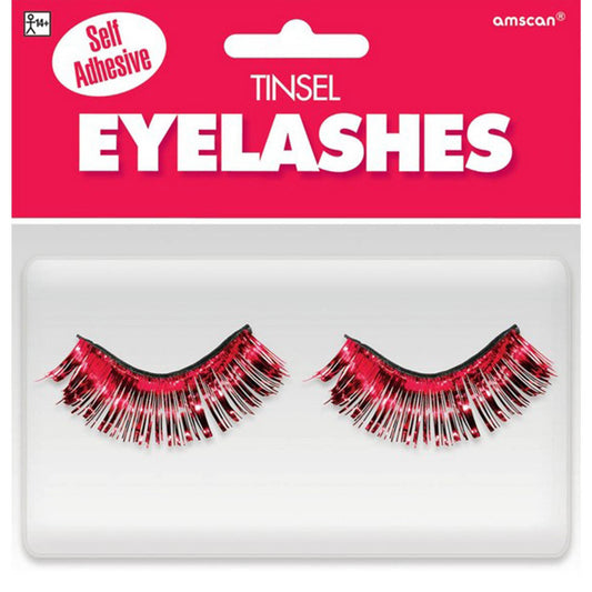 Tinsel Eyelashes - Red