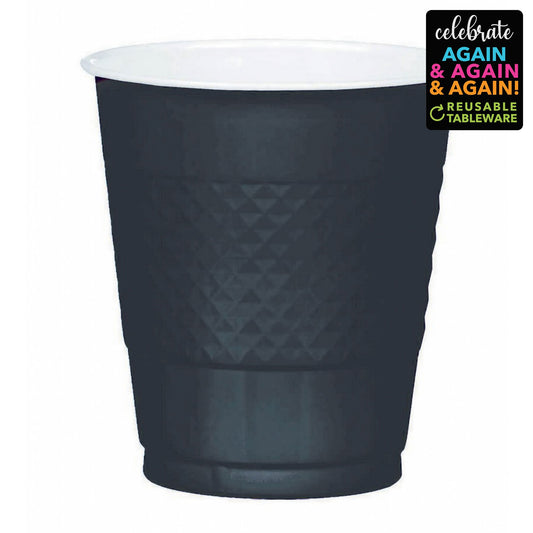 Premium Plastic Cups 355ml 20 Pack - Jet Black