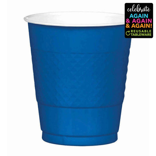 Premium Plastic Cups 355ml 20 Pack - Bright Royal Blue
