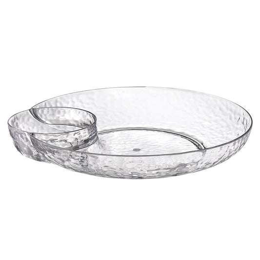 Premium Chip & Dip Tray Clear Hammered Look
