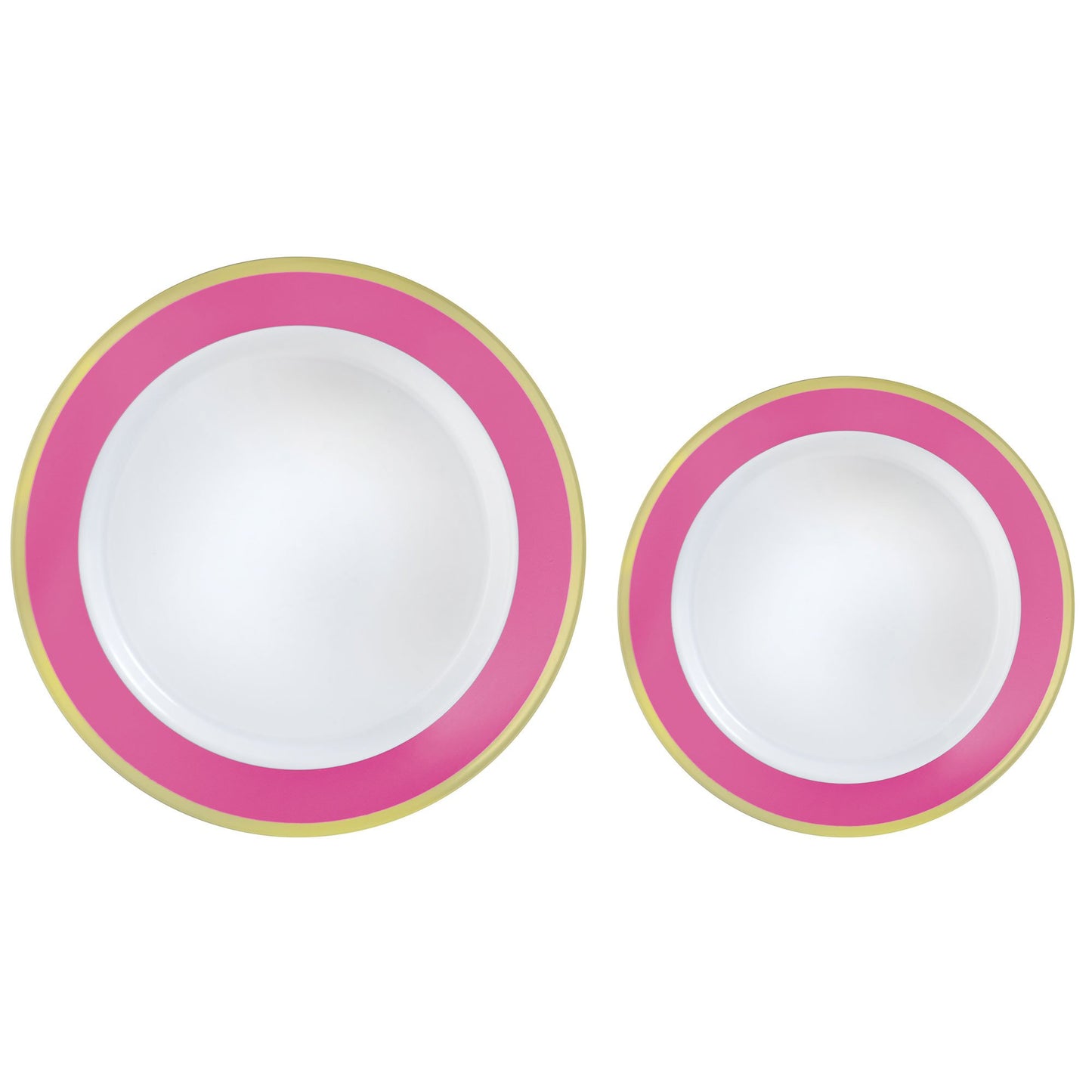 Premium Plastic Plates Hot Stamped with Bright Pink Border