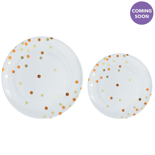 Premium Plastic Plates Hot Stamped with Orange Peel Dots