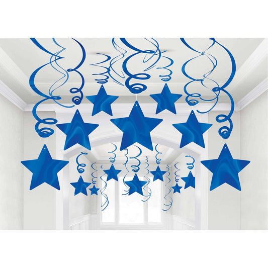 Shooting Stars Foil Mega Value Pack Swirl Decorations - Bright Royal Blue